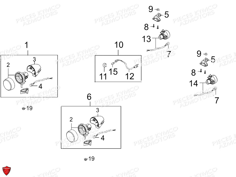 Clignotants Veilleuse KYMCO Pièces MAXXER 90S 4T EURO II (LB20BD)