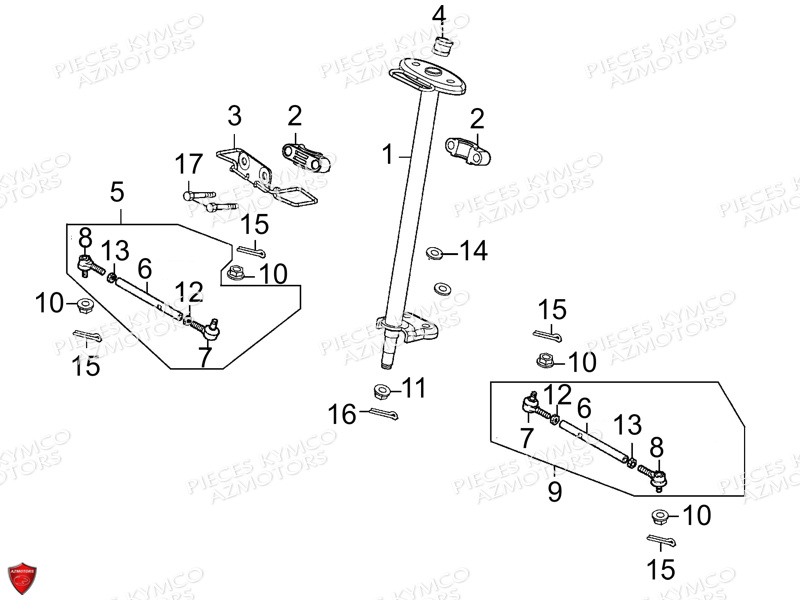 Colonne De Direction KYMCO Pièces MAXXER 90S 4T EURO II (LB20BD)
