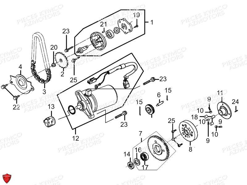 Demarreur Pompe A Huile KYMCO Pièces MAXXER 90S 4T EURO II (LB20BD)