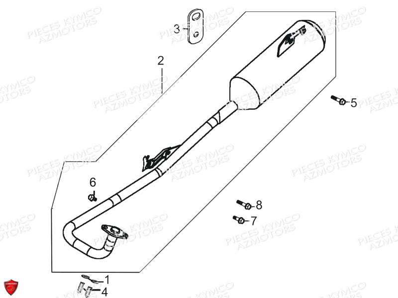 Echappement KYMCO Pièces MAXXER 90S 4T EURO II (LB20BD)