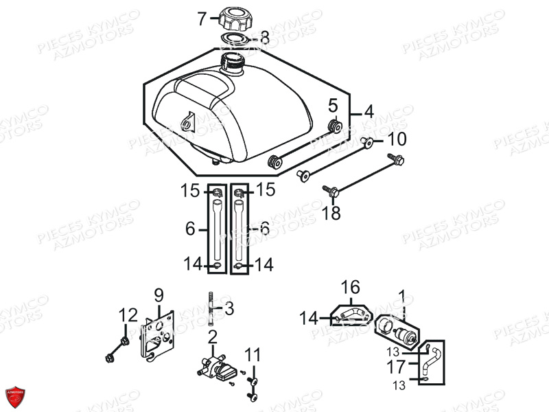 Reservoir A Carburant KYMCO Pièces MAXXER 90S 4T EURO II (LB20BD)