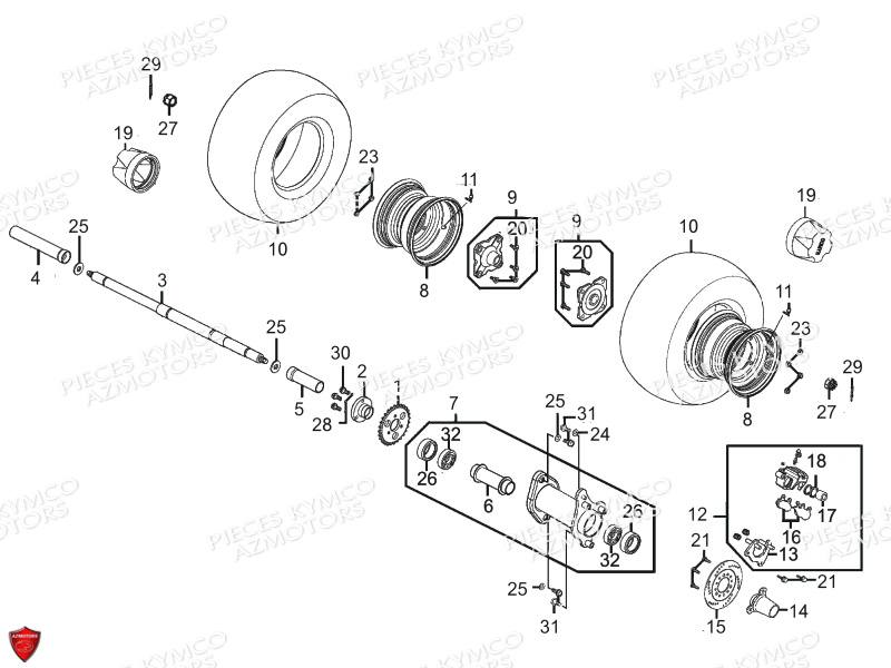 Roues Arriere KYMCO Pièces MAXXER 90S 4T EURO II (LB20BD)