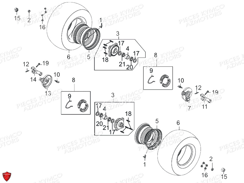 Roues Avant KYMCO Pièces MAXXER 90S 4T EURO II (LB20BD)