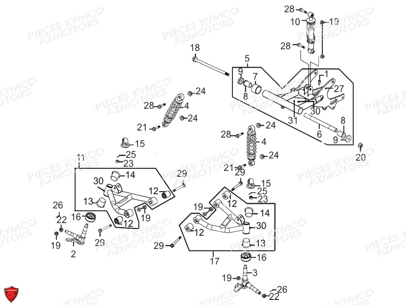 Suspensions KYMCO Pièces MAXXER 90S 4T EURO II (LB20BD)