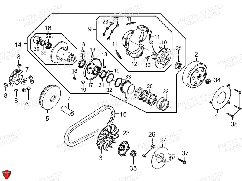 VARIATEUR_EMBRAYAGE KYMCO Pièces Quad Kymco MAXXER 90S 4T EURO II - 2014