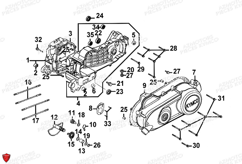 Carter Moteur KYMCO Pièces MAXXER 90 4T TOUT TERRAIN (LB20AB)
