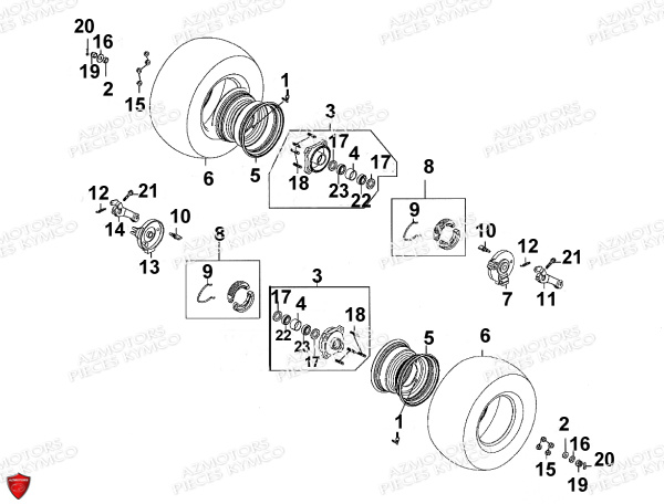 ROUES_AVANT KYMCO Pièces MAXXER 90 4T TOUT TERRAIN (LB20AB)