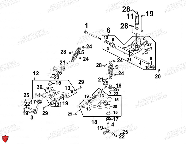 Suspension KYMCO Pièces MAXXER 90 4T TOUT TERRAIN (LB20AB)