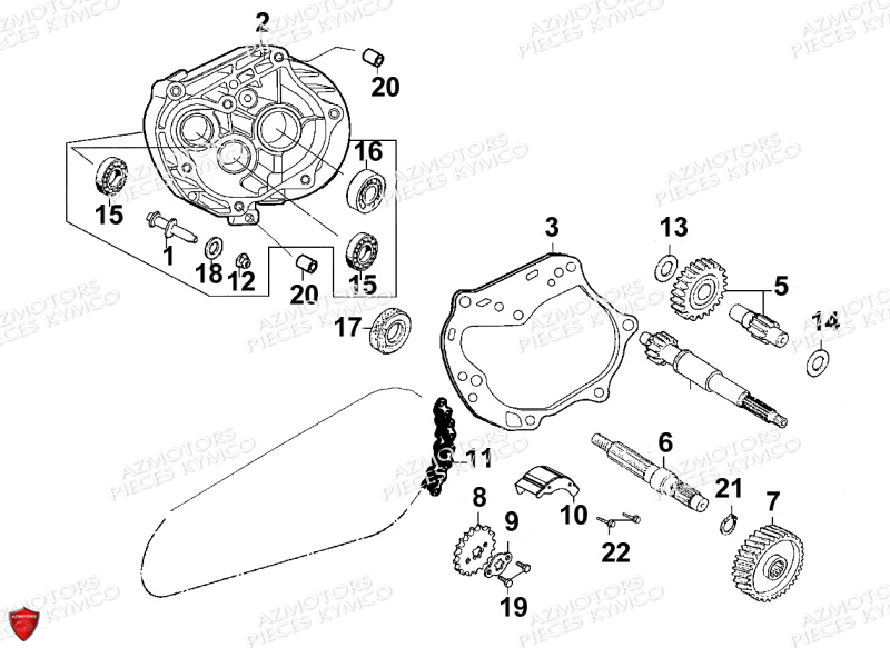 TRANSMISSION KYMCO Pièces MAXXER 90 4T TOUT TERRAIN (LB20AB)