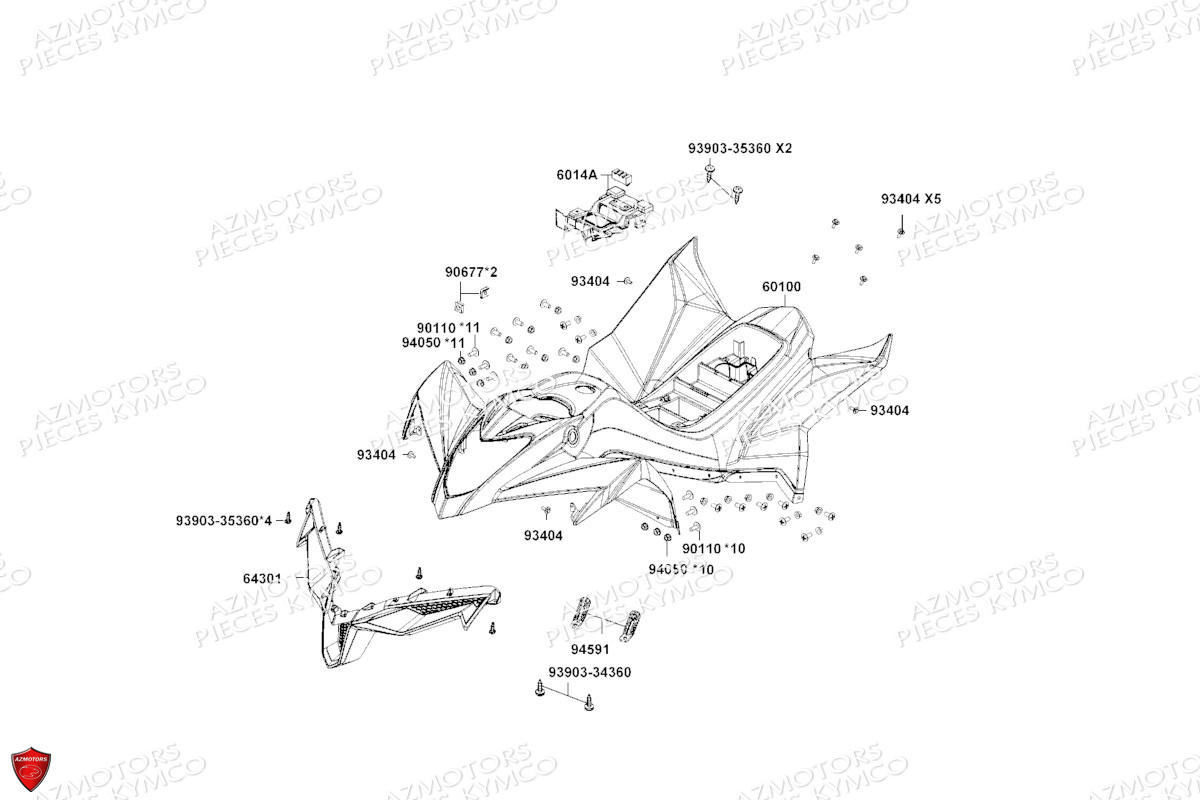 Carenages KYMCO Pièces MAXXER 90 S 4T N.H (LB20CD)