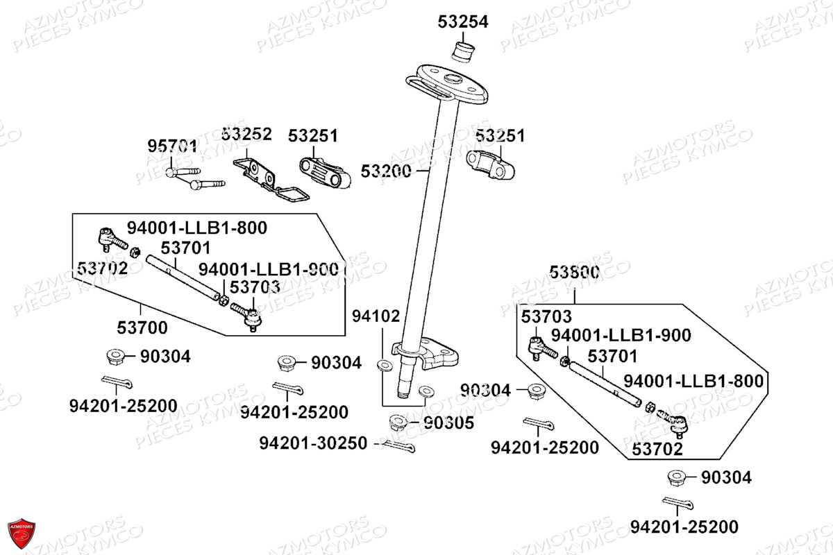 Colonne De Direction KYMCO Pièces MAXXER 90 S 4T N.H (LB20CD)