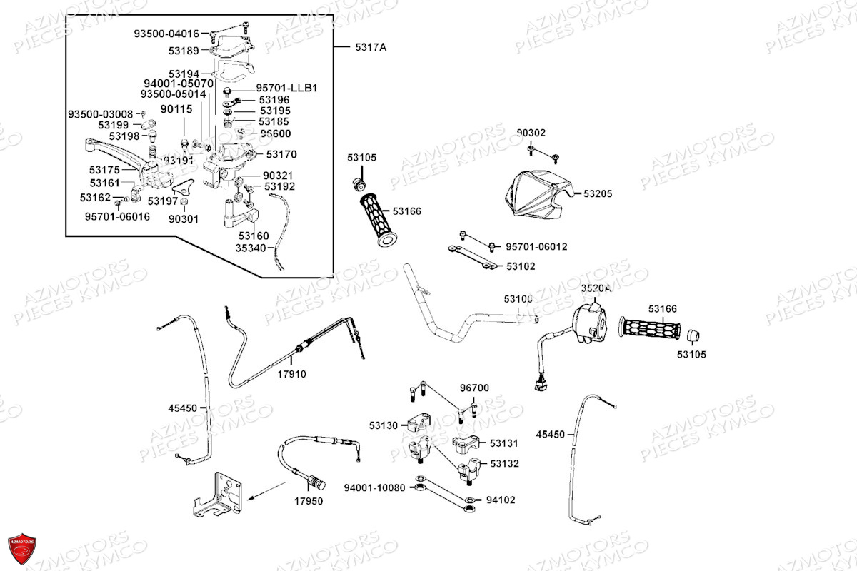 GUIDON RETROVISEURS pour MAXXER 90 S 4T N.H LB20CD