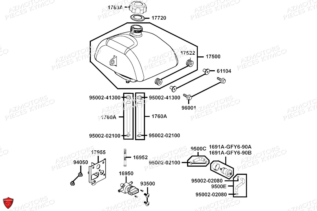 RESERVOIR_A_CARBURANT KYMCO Pièces MAXXER 90 S 4T N.H (LB20CD)