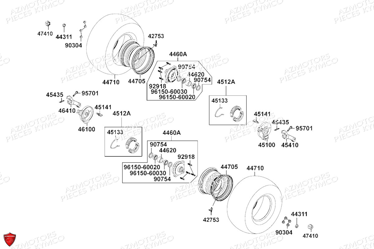 ROUES_AVANT KYMCO Pièces MAXXER 90 S 4T N.H (LB20CD)