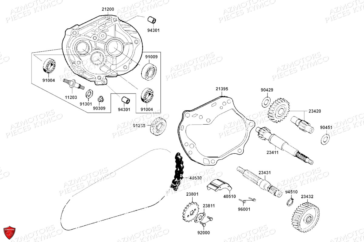 TRANSMISSION_PRIMAIRE KYMCO Pièces MAXXER 90 S 4T N.H (LB20CD)