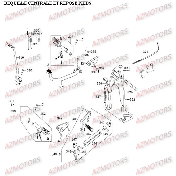 Bequille Centrale Repose Pieds KYMCO Pièces Moto Kymco METEORIT 125