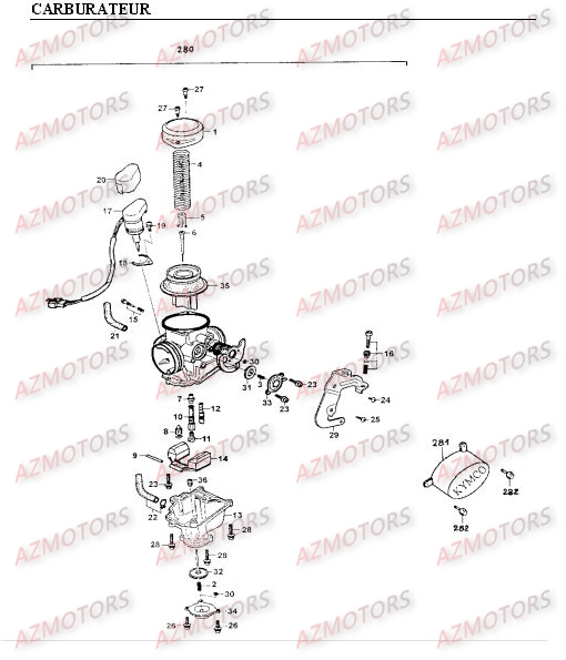 CARBURATEUR KYMCO Pièces Moto Kymco METEORIT 125 