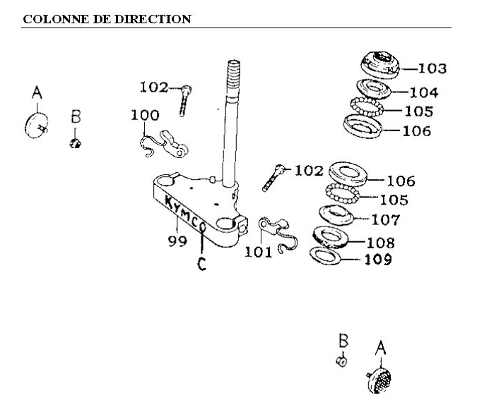 COLONNE DE DIRECTION KYMCO METEORIT125