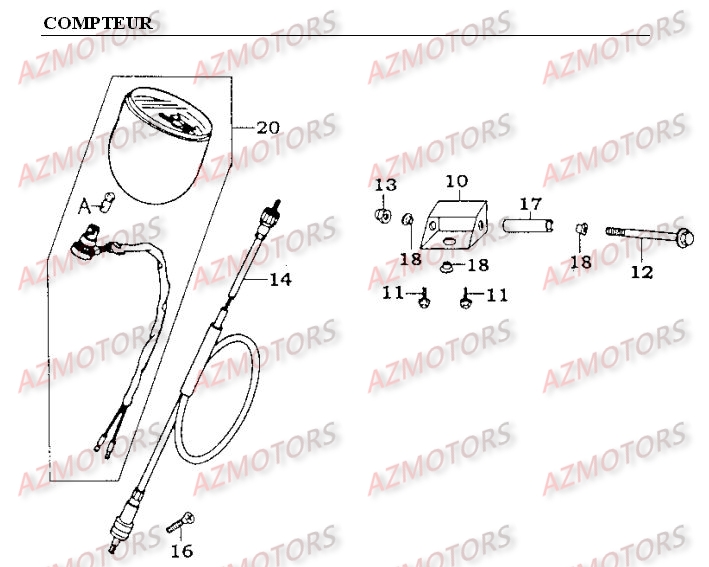 Compteur KYMCO Pièces Moto Kymco METEORIT 125