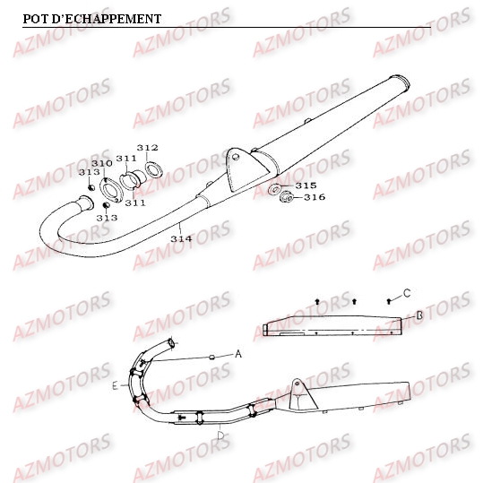 Echappement KYMCO Pièces Moto Kymco METEORIT 125