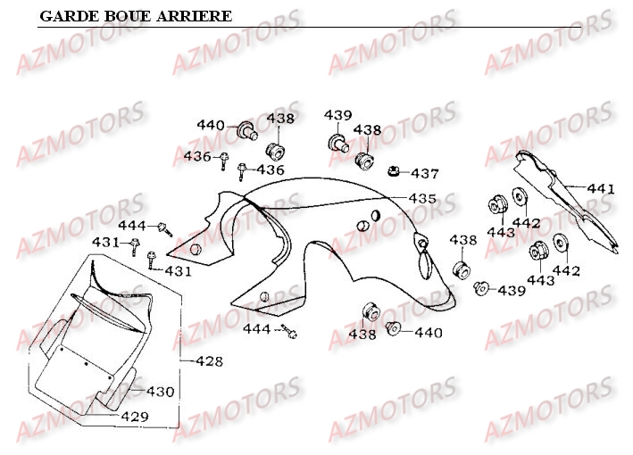 GARDE BOUE ARRIERE KYMCO Pièces Moto Kymco METEORIT 125 