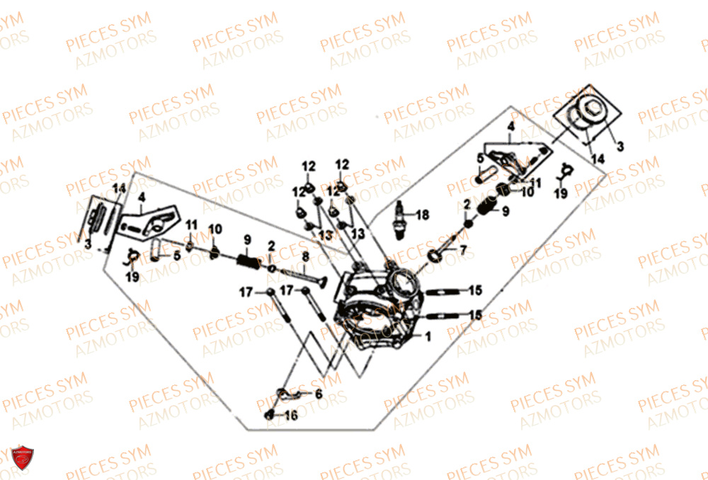 Culasse SYM Pièces MIO 50I E4 - FS05W1-EU (2018-2020)