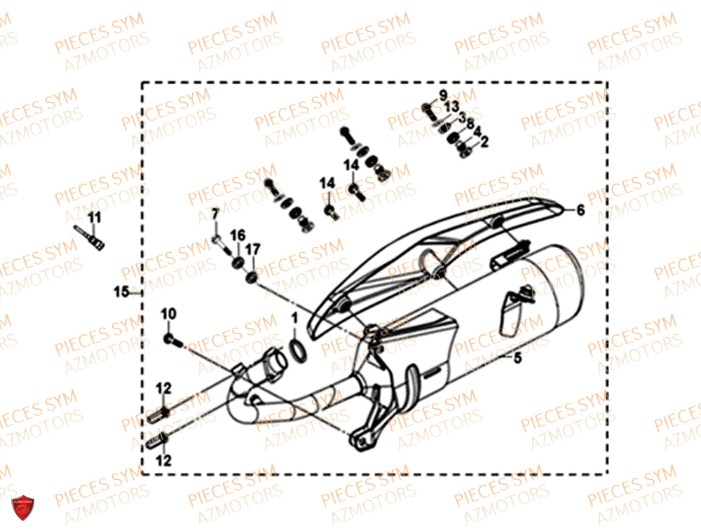 Echappement SYM Pièces MIO 50I E4 - FS05W1-EU (2018-2020)