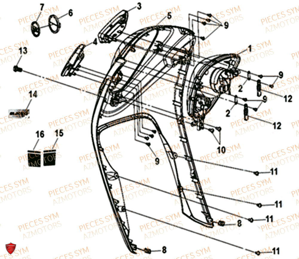 Face Avant SYM Pièces MIO 50I E4 - FS05W1-EU (2018-2020)