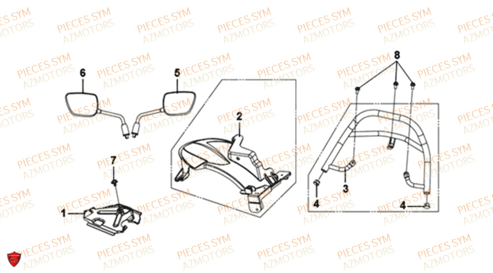 Garde Boue Arriere SYM Pièces MIO 50I E4 - FS05W1-EU (2018-2020)