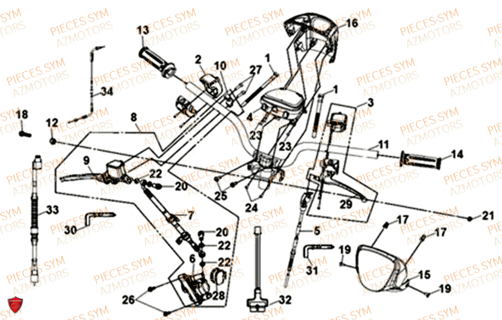 Guidon SYM Pièces MIO 50I E4 - FS05W1-EU (2018-2020)