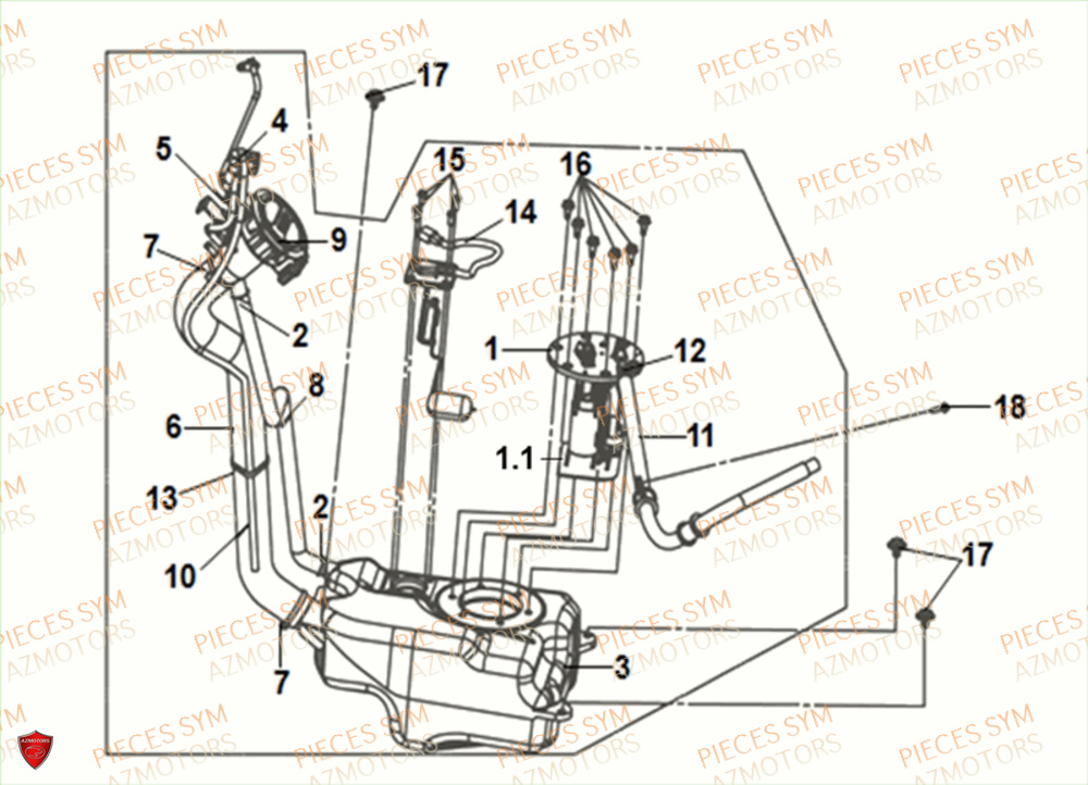 Reservoir SYM Pièces MIO 50I E4 - FS05W1-EU (2018-2020)