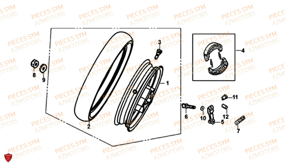 Roue Arriere SYM Pièces MIO 50I E4 - FS05W1-EU (2018-2020)