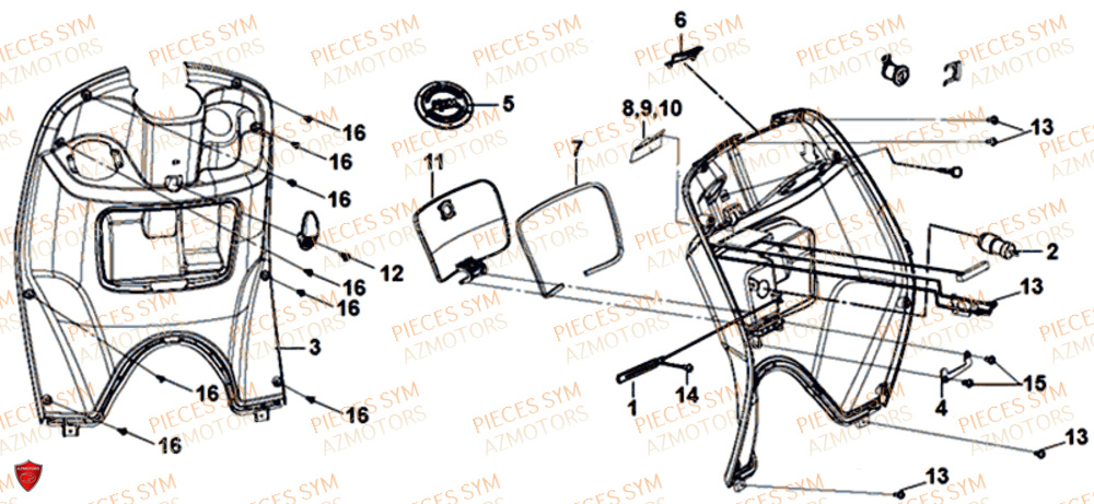 Tablier Interieur SYM Pièces MIO 50I E4 - FS05W1-EU (2018-2020)
