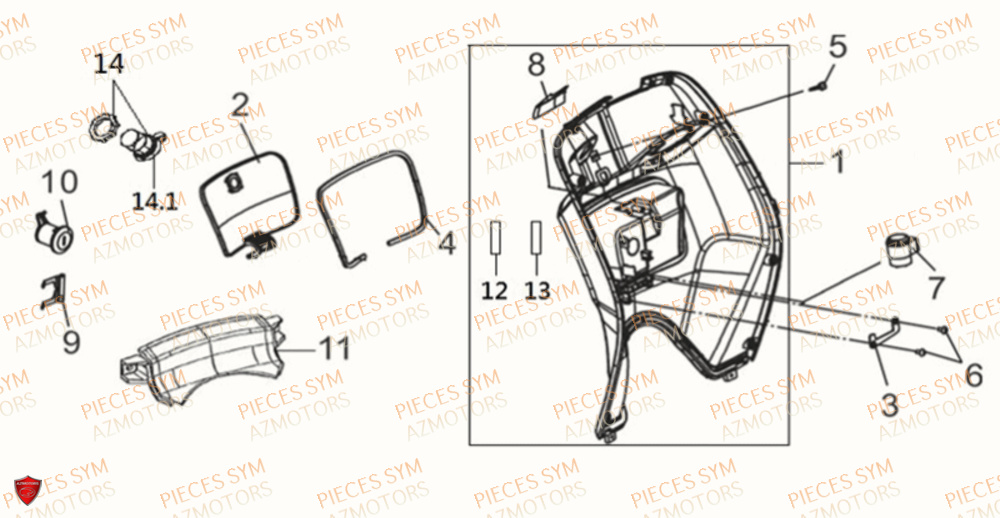 Boite A Gant SYM Pièces MIO 115 - FS11W1-EU (2017-2020)