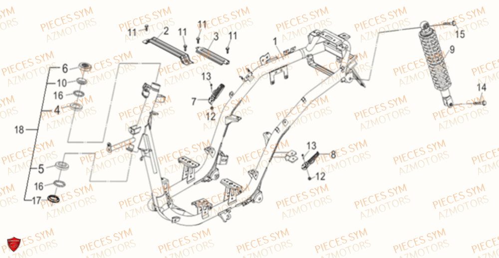 Cadre SYM Pièces MIO 115 - FS11W1-EU (2017-2020)