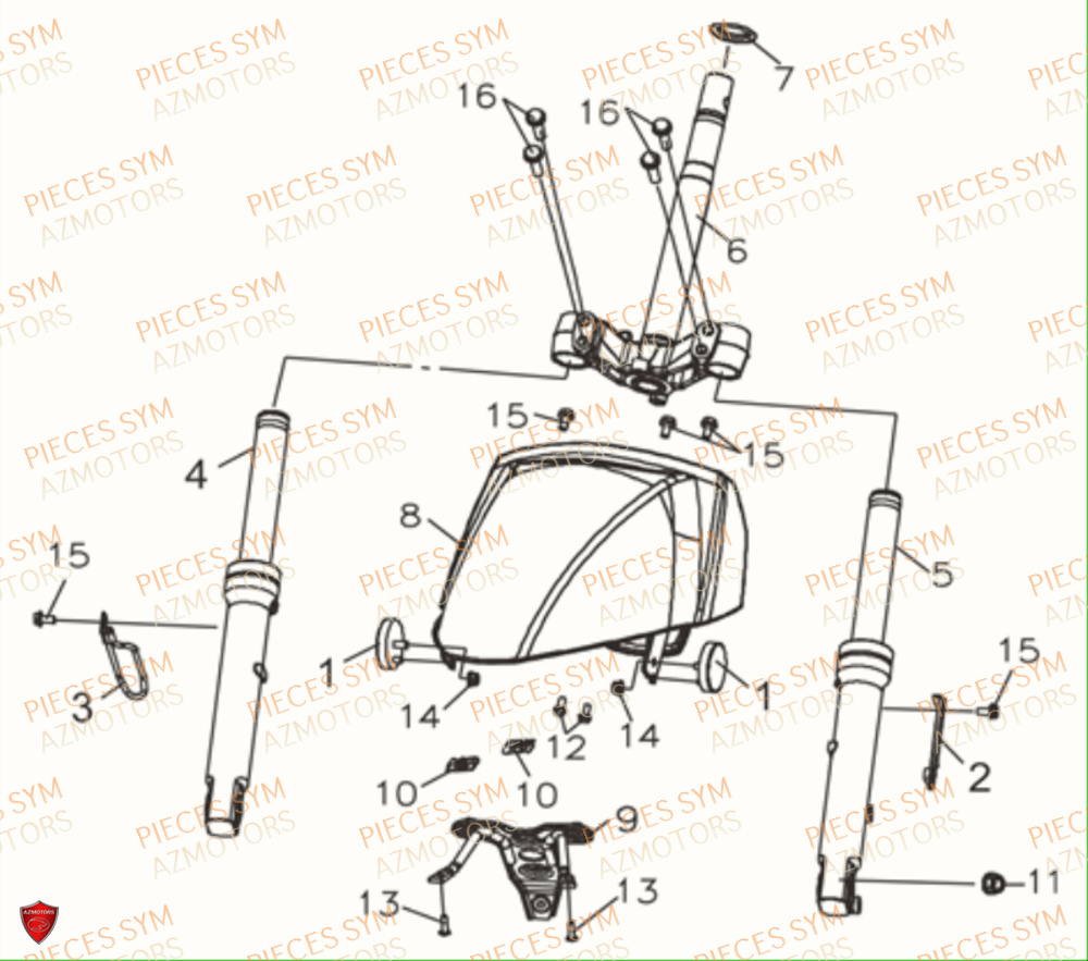 Colonne De Direction SYM Pièces MIO 115 - FS11W1-EU (2017-2020)