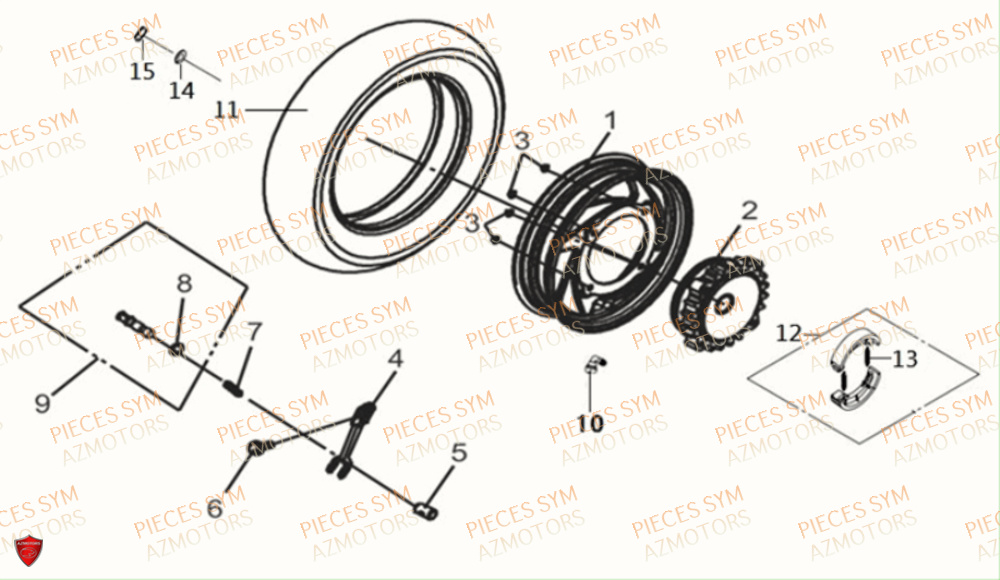 Roue Arriere SYM Pièces MIO 115 - FS11W1-EU (2017-2020)
