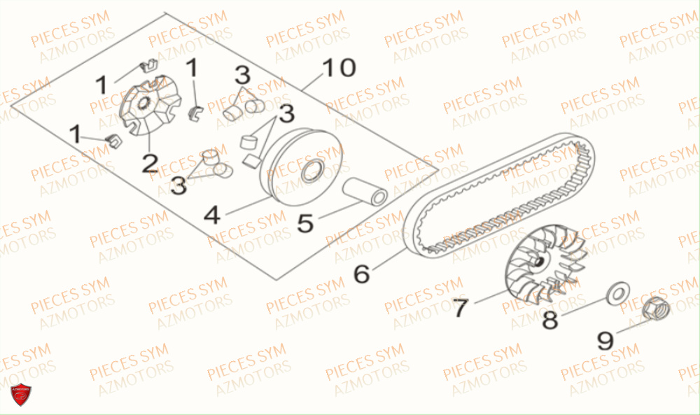 Variateur SYM Pièces MIO 115 - FS11W1-EU (2017-2020)