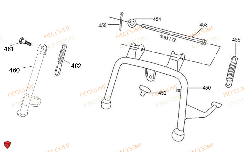 Bequille AZMOTORS PIECES MOKA 50 4T