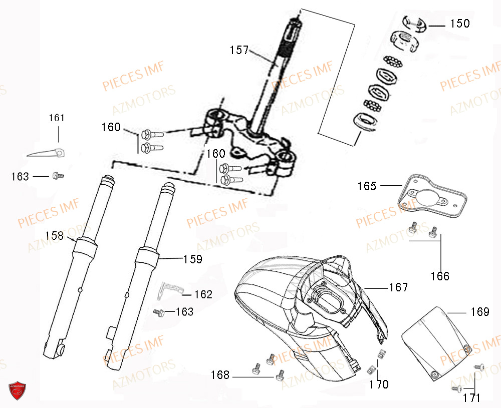 Fourche AZMOTORS PIECES MOKA 50 4T
