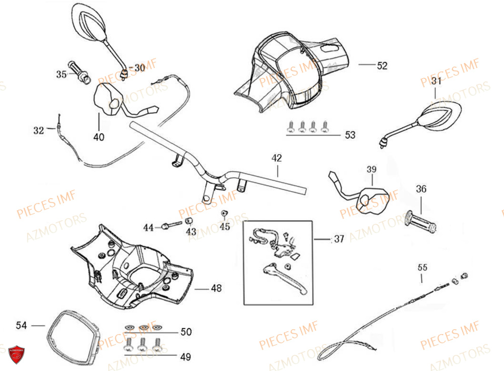 Guidon Et Commandes AZMOTORS PIECES MOKA 50 4T