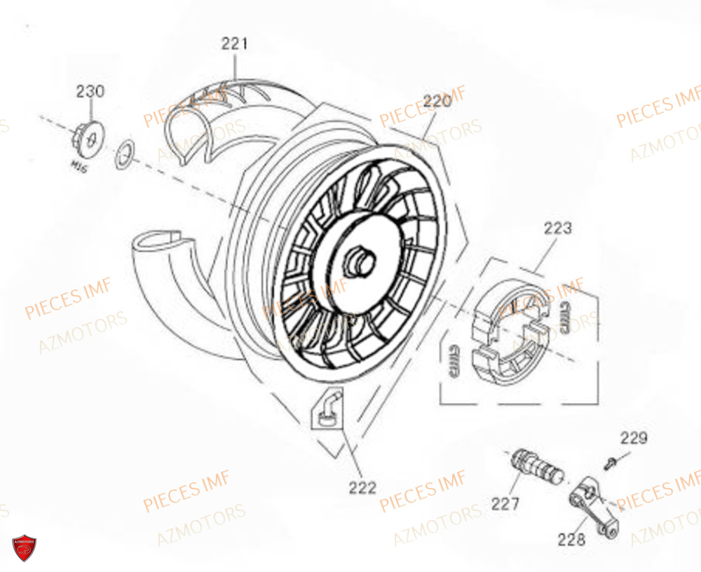 Roue Arriere AZMOTORS PIECES MOKA 50 4T