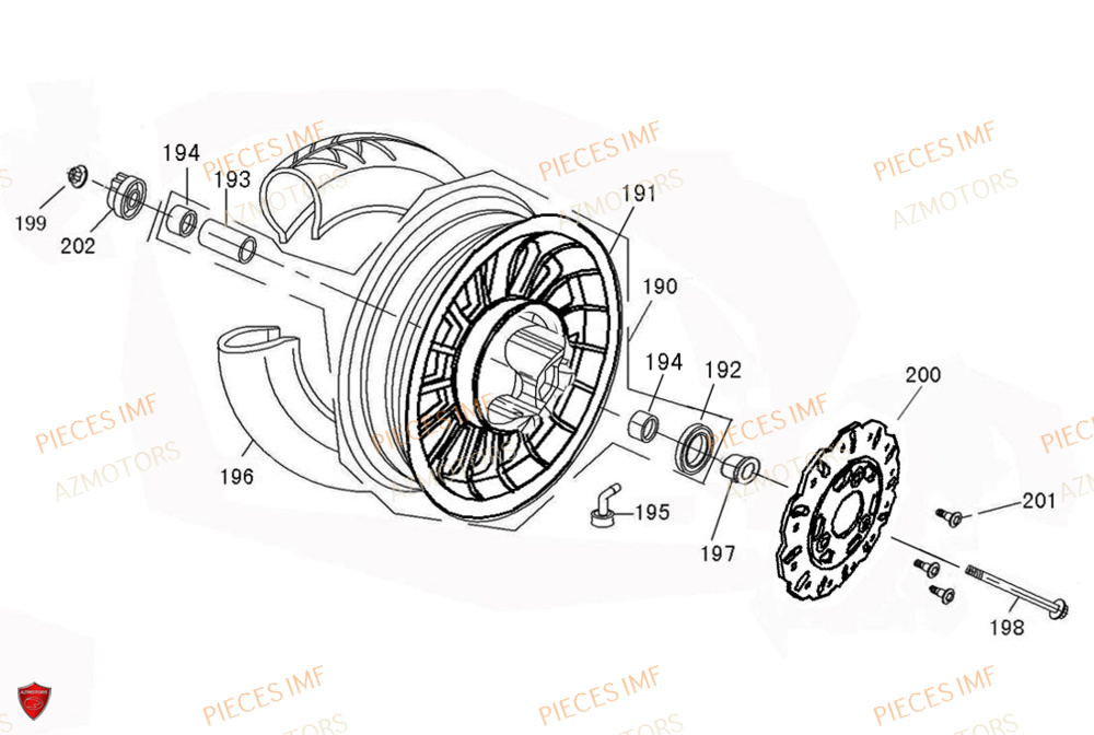 Roue Avant AZMOTORS PIECES MOKA 50 4T