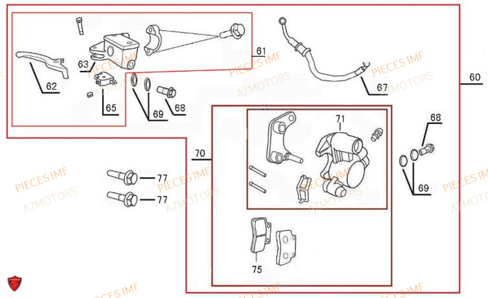 Systeme De Frein Avant AZMOTORS PIECES MOKA 50 4T