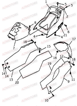 Carrosserie Arriere LINHAI Pièces Scooter MONARCH 125cc