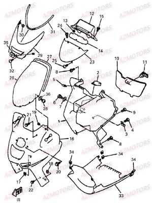 Carrosserie Avant LINHAI Pièces Scooter MONARCH 125cc