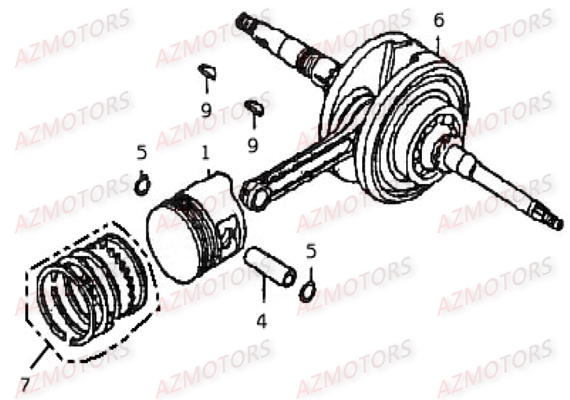 Piston Embiellage LINHAI Pièces Scooter MONARCH 125cc