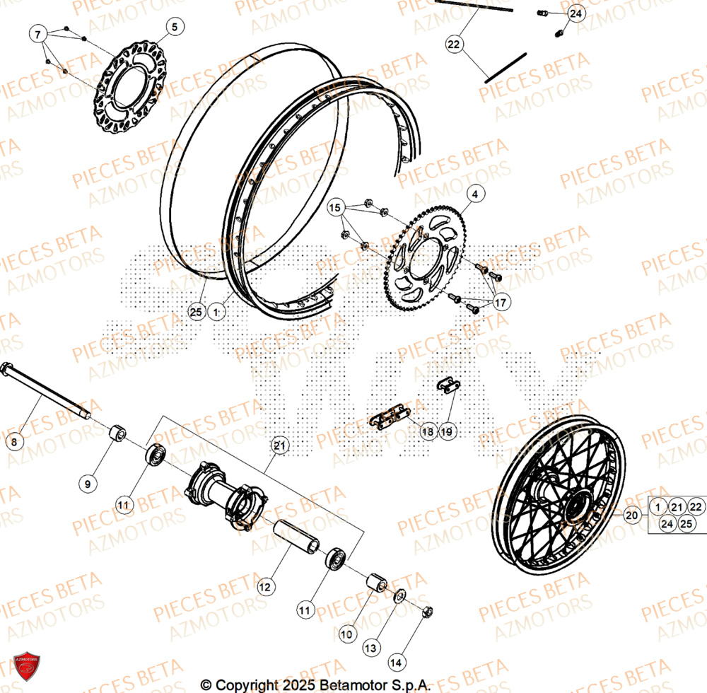 Roue Arriere BETA Pièces BETA MOTARD 125 4T R 2026