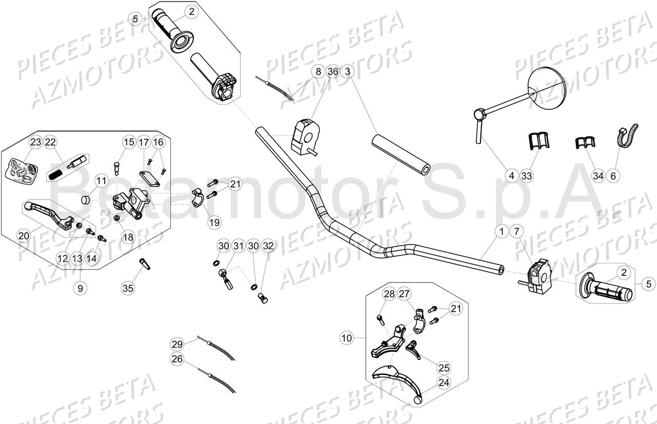 Commandes Guidon BETA BETA Motard 50 Sport MY18