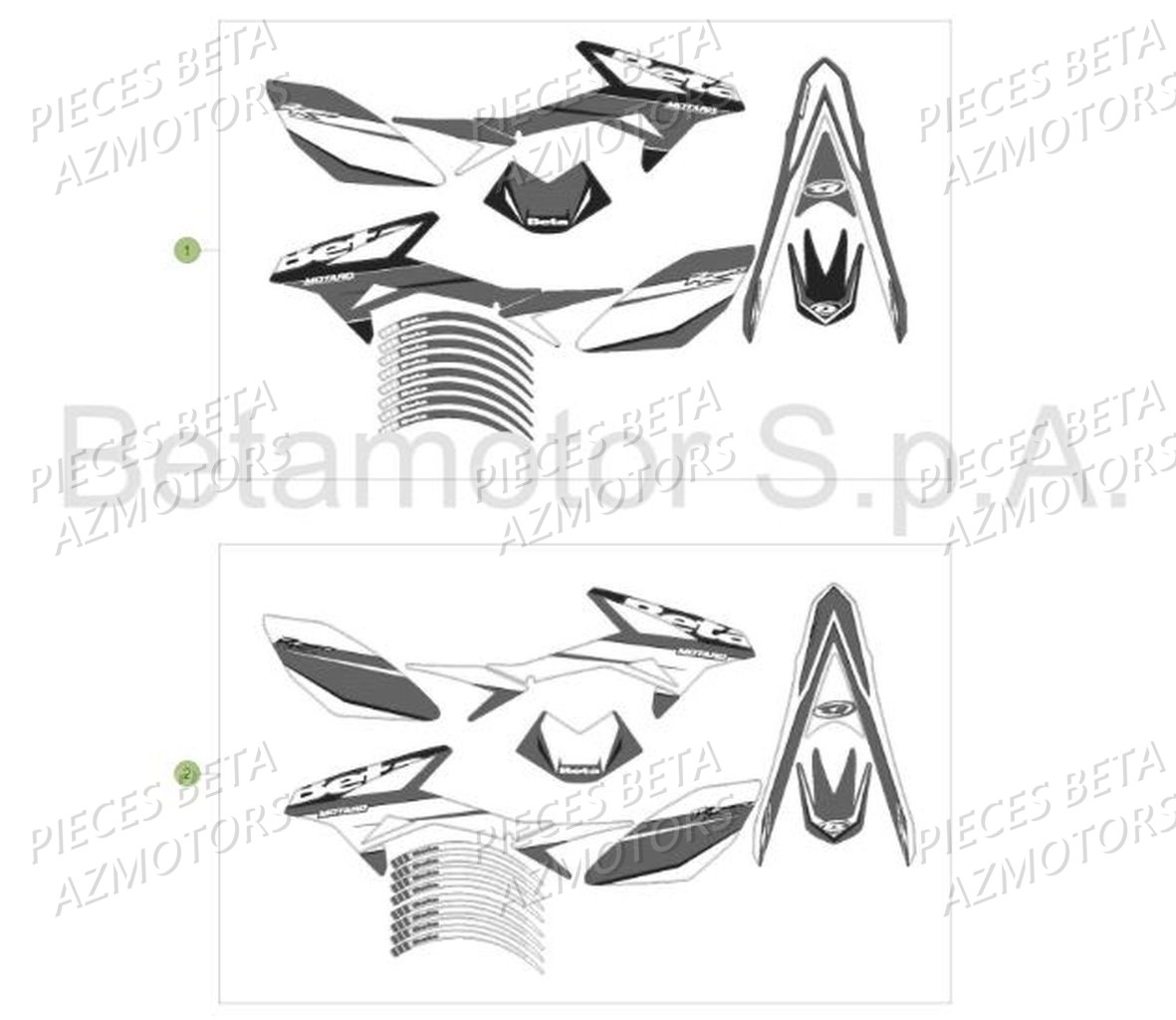 Kit Autocollants BETA Pièces Beta 50 RR Motard TRACK - 2018